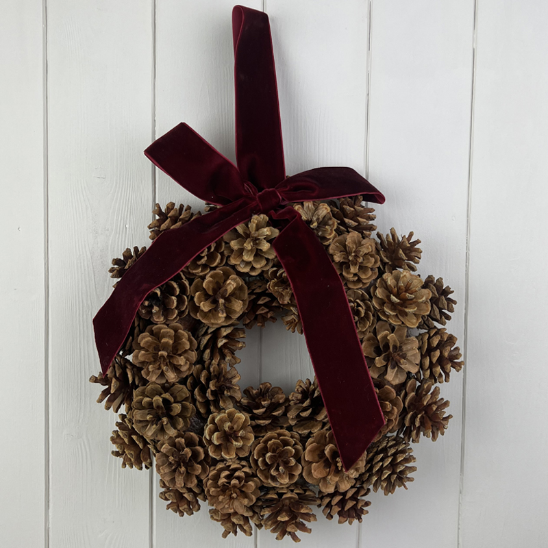 Medium Pinecone Wreath with Bow  detail page